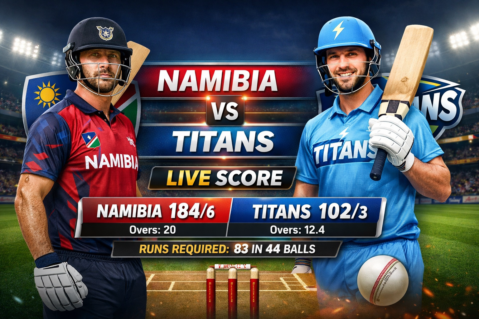 Namibia vs Titans Live Score – Real-Time Match Updates, Scorecard, Stats & Full Coverage | 9wicketes