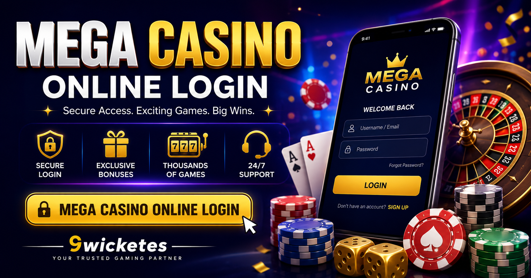 Secure Mega Casino Online Login for Slots, Live Casino & Bonuses